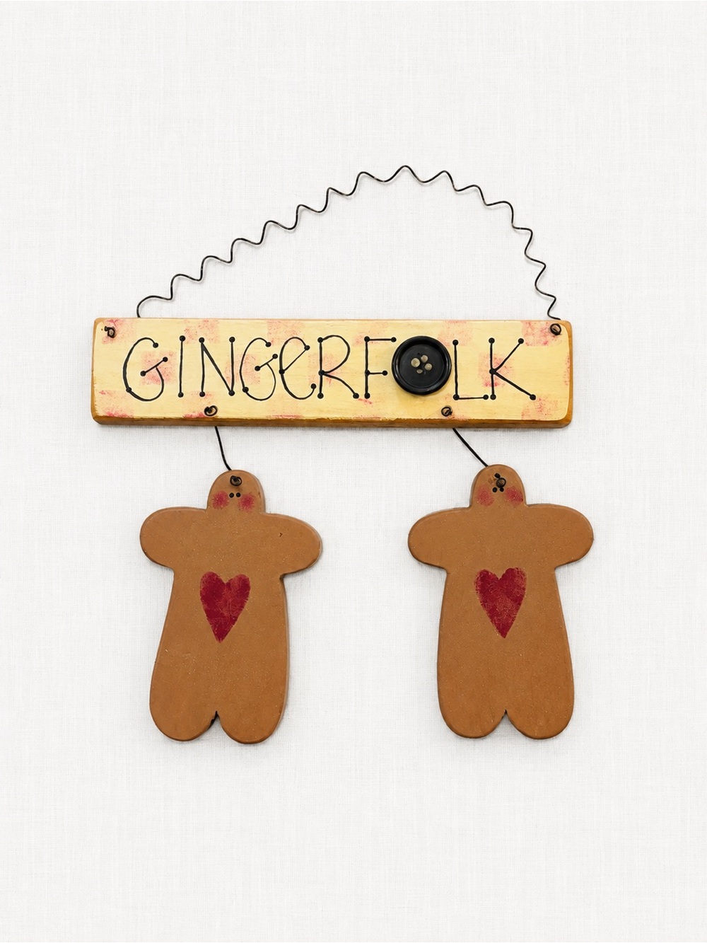 Vintage Gingerfolk Wall Hanging - Brown & Red Home Decor